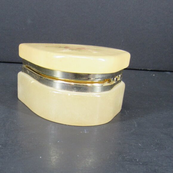 Genuine Alabaster Hand Carved Made in Italy Small Hinged Lid Heart Trinket Box - Picture 5 of 10